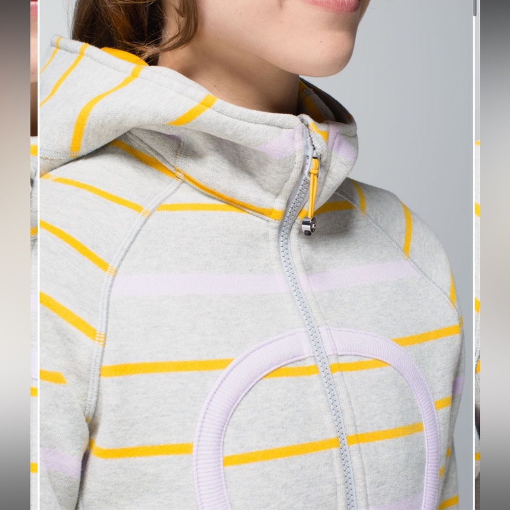 LULULEMON SCUBA HOODIE II-POP STRIPE HEATHERED GREY/BANANARAMA/PRETTY PURPLE-8 - Picture 6 of 9